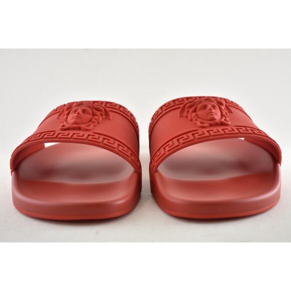 Versace Medusa Palazzo Red Rubber Logo Slide Pool Sandal Flip Flop Flat 44 11 main image 6